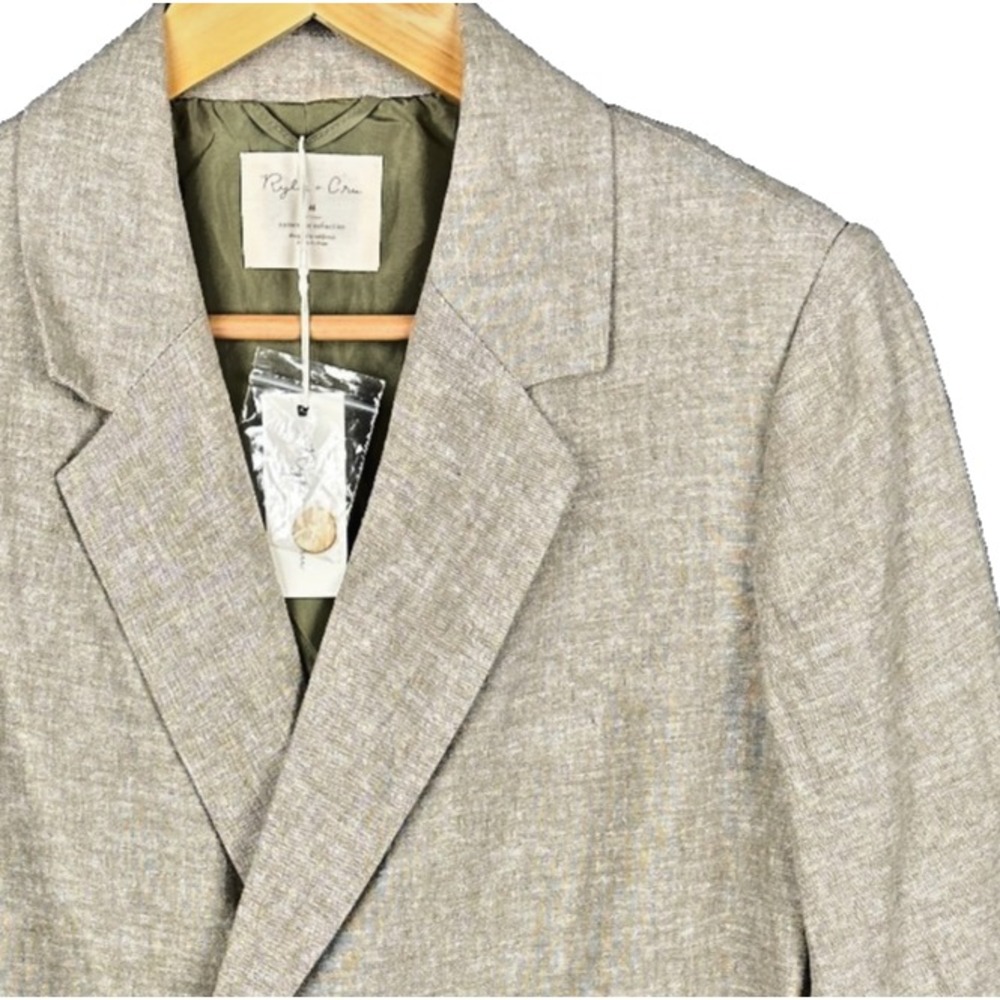 Rylee + Cru Blazer Womens Medium Beige Tan Double Breasted Linen Blend NWT